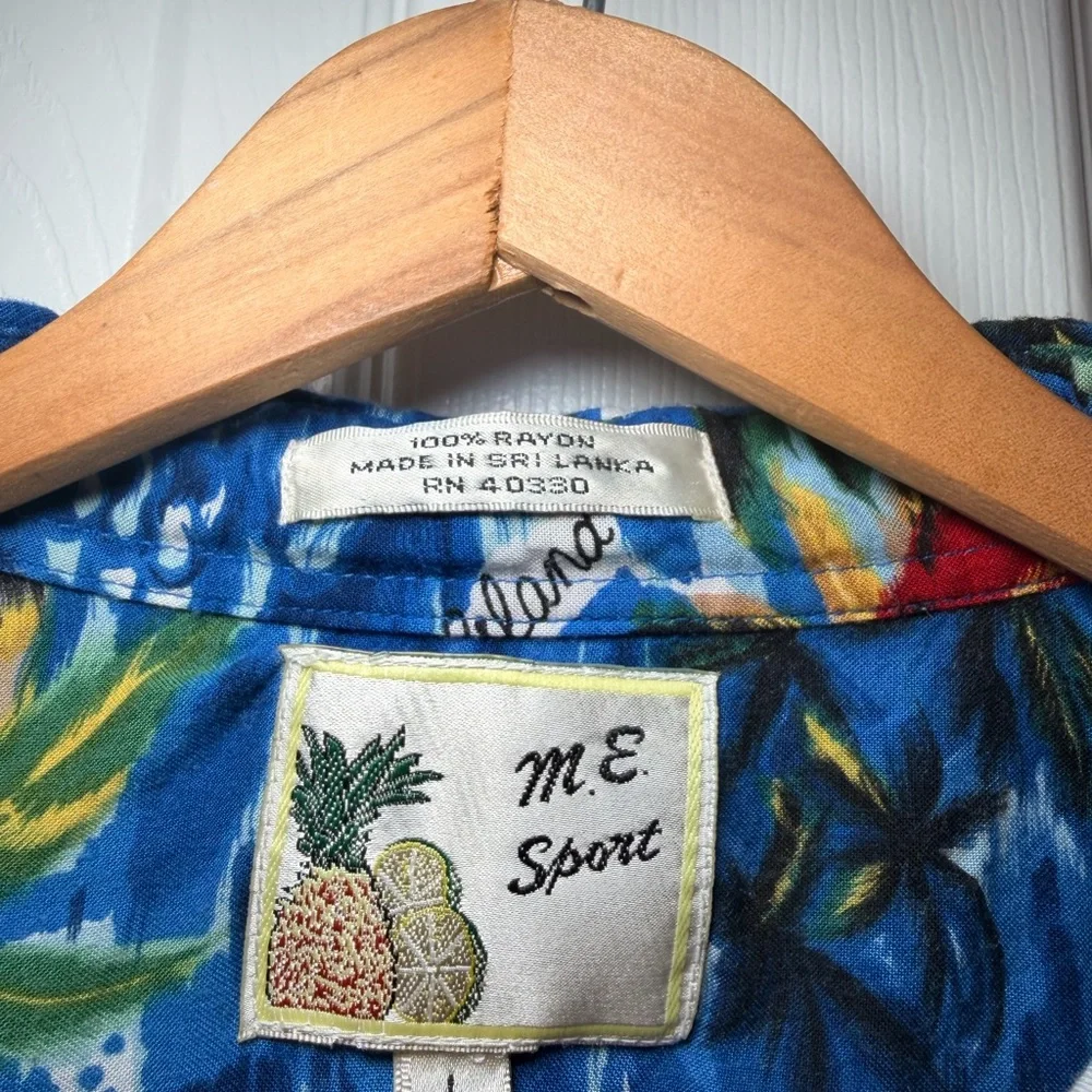 Vintage 90s M.E. Sport Tropical Shirt Men’s L Rayon Bahamas Resort Wear Coconut - Picture 2 of 16